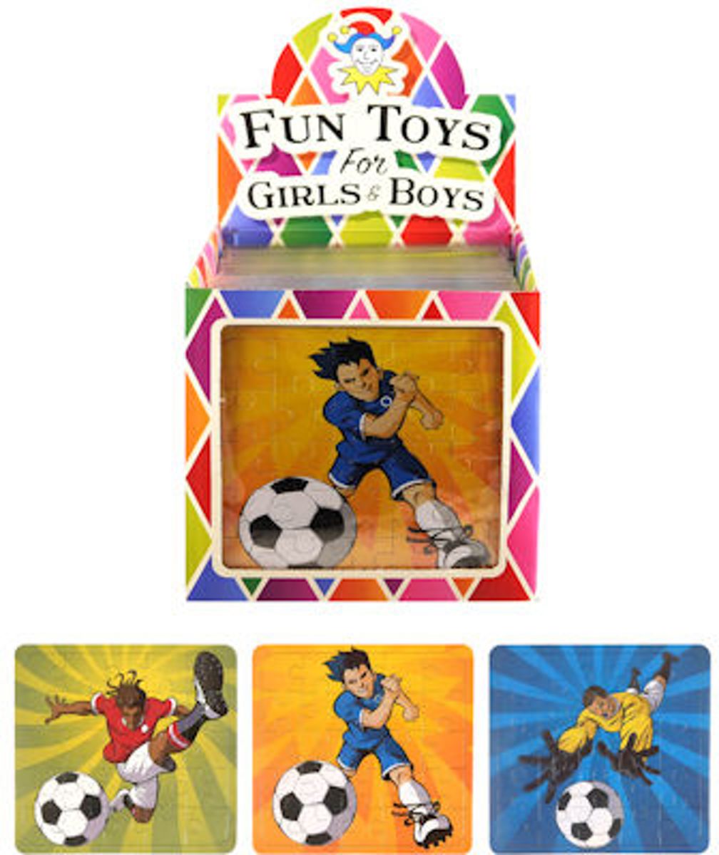 108 Stuks | Puzzel: Voetballers, 13 x 12 Cm in Traktatiebox (Uitdeelcadeautjes)